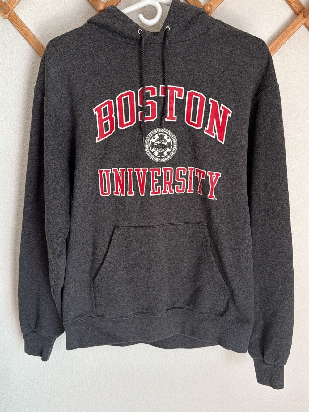 Champion Boston University Hoodie Sweatshirt - Size Medium, Charcoal Gray